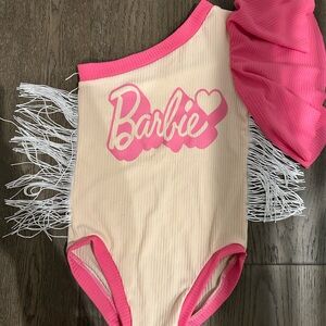 Barbie Pink and Cream Fringe Bodysuit